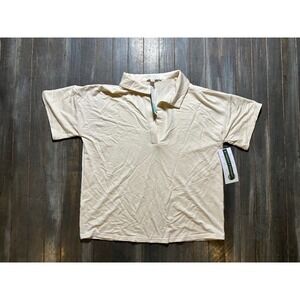 Threads 4 Thought Womens Cream Modal Blend V-Neck Polo Shirt